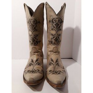 Pecos Bill Women's Leather Beige Embroidered Snip